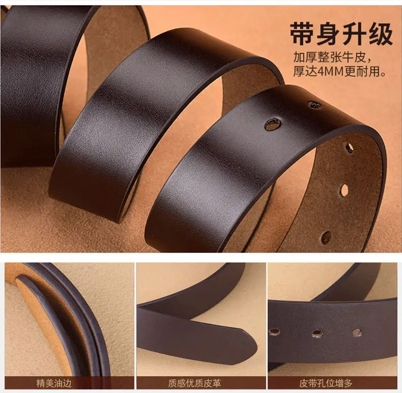 Men's Genuine Leather Belt with Cross-Border Pin Buckle — feature 8