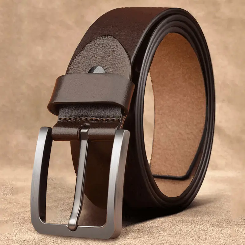 Men's Genuine Leather Belt with Cross-Border Pin Buckle - Image 2