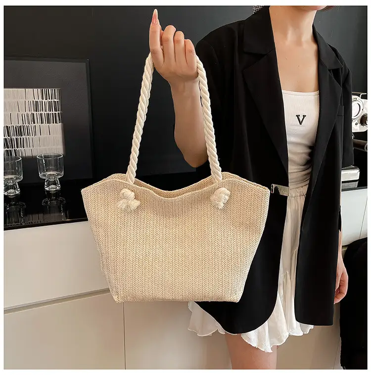 Straw Woven Shoulder Bag Large Capacity Women — feature 12