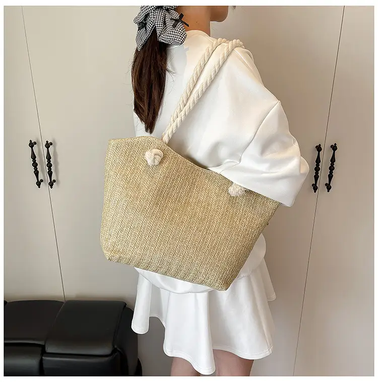 Straw Woven Shoulder Bag Large Capacity Women — feature 18