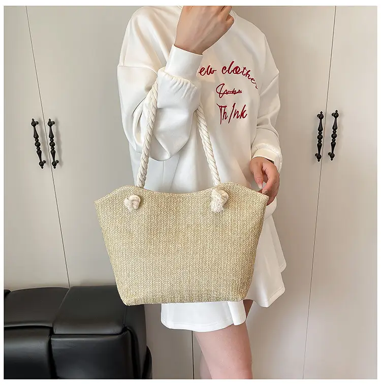 Straw Woven Shoulder Bag Large Capacity Women — feature 19