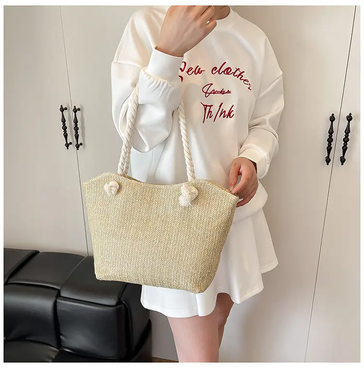 Straw Woven Shoulder Bag Large Capacity Women — feature 20