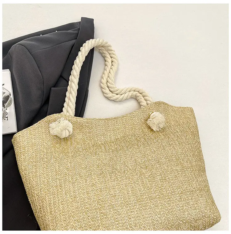 Straw Woven Shoulder Bag Large Capacity Women — feature 40