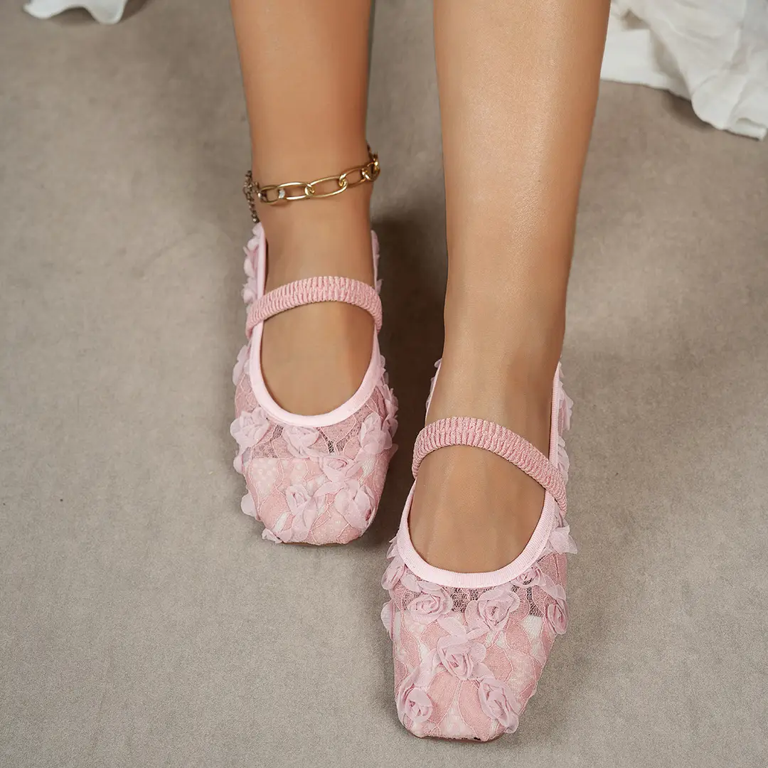 Mesh Breathable Women's Large Size Shoes 2025 Summer New Korean Style Casual Flats Outer Wear Soft Sole Sweet Style — feature 7