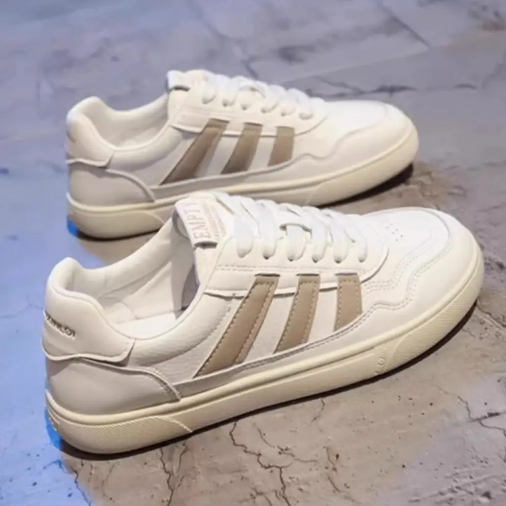 Women's 2025 New Spring Popular Leather Versatile Breathable Soft Sole Sports Shoes Flat Student White Shoes - Image 6