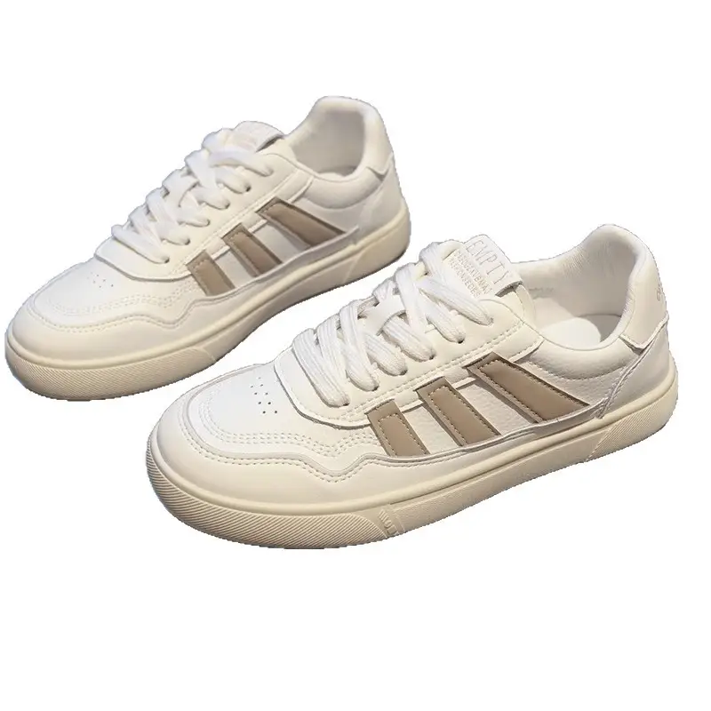 Women's 2025 New Spring Popular Leather Versatile Breathable Soft Sole Sports Shoes Flat Student White Shoes - Image 7