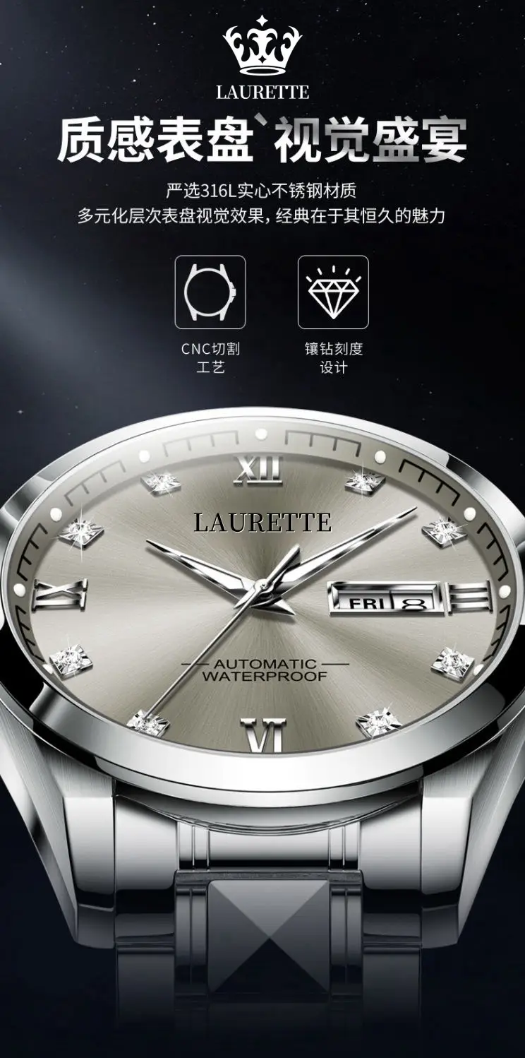 Lauert's 100 Hours Quartz Watch for Men — feature 6