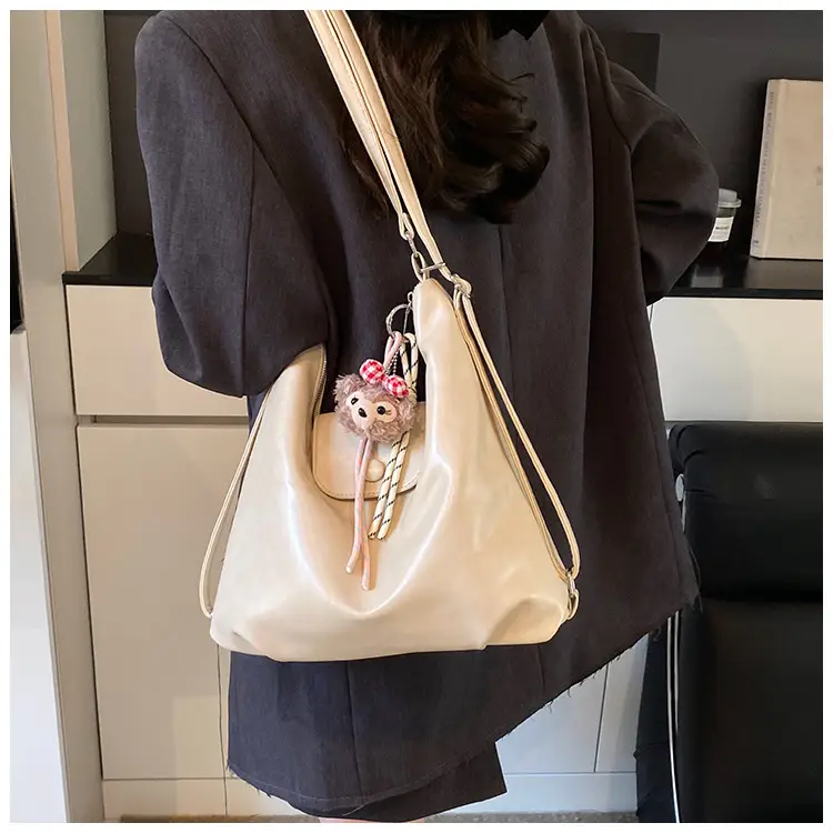 Women's Retro Brown Shoulder Bag with Keychain — feature 26