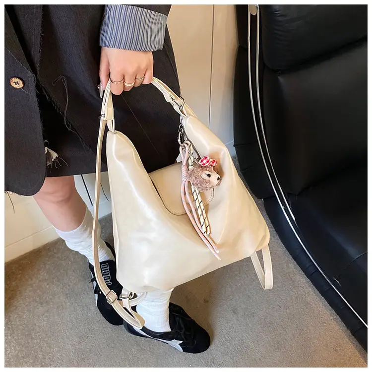 Women's Retro Brown Shoulder Bag with Keychain — feature 29