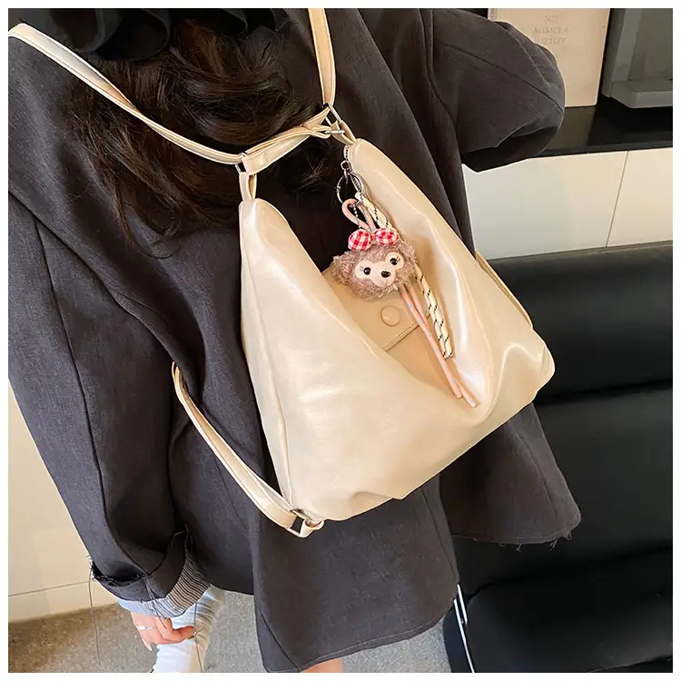 Women's Retro Brown Shoulder Bag with Keychain — feature 32