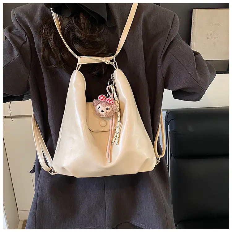 Women's Retro Brown Shoulder Bag with Keychain — feature 33