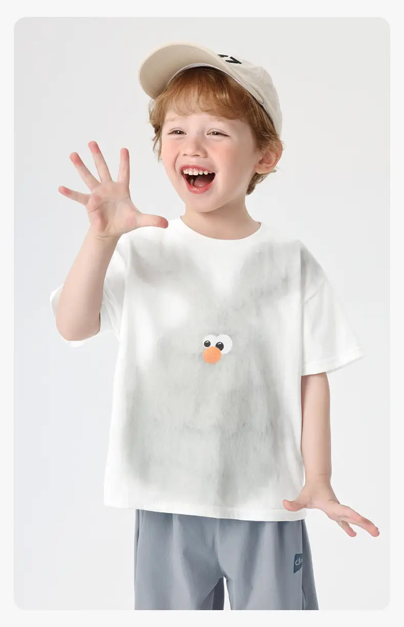 Kids White Cotton T-Shirt with Cute Print — feature 18