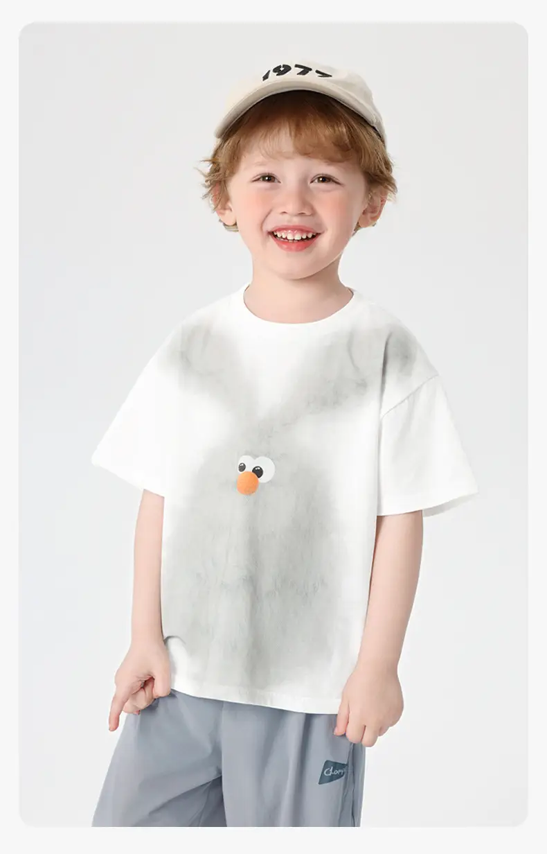 Kids White Cotton T-Shirt with Cute Print — feature 19