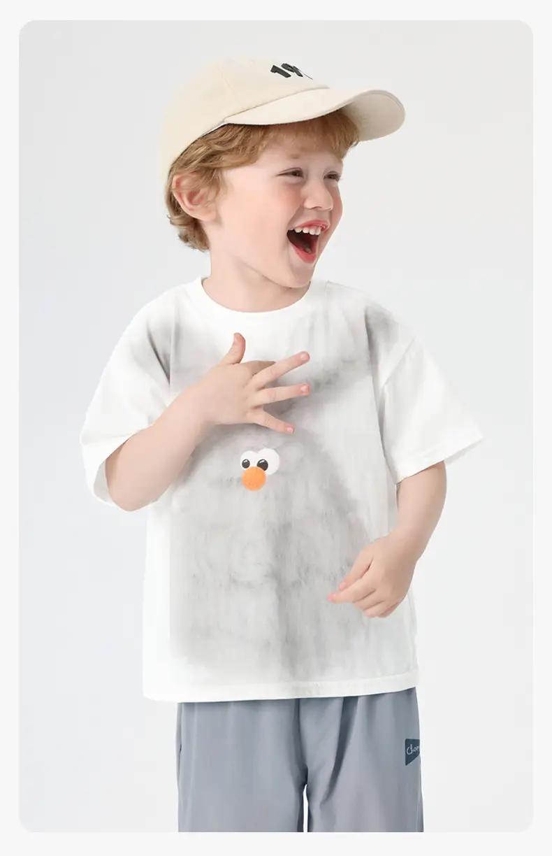 Kids White Cotton T-Shirt with Cute Print — feature 20
