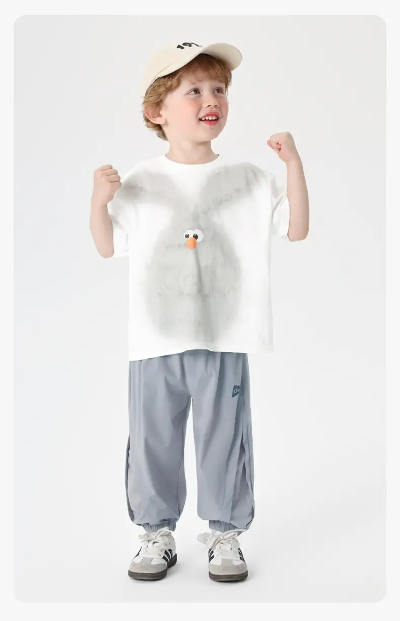 Kids White Cotton T-Shirt with Cute Print — feature 23