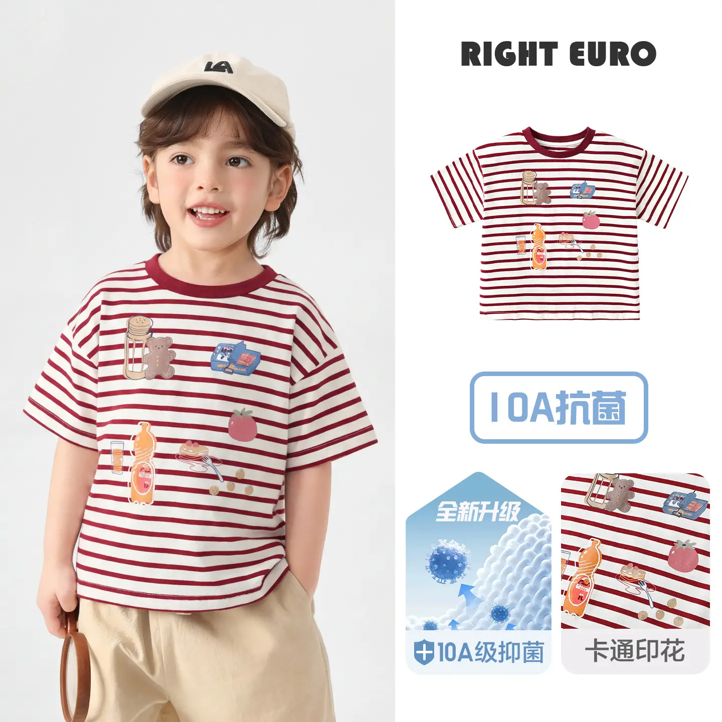 Kids White Cotton T-Shirt with Cute Print - Image 5