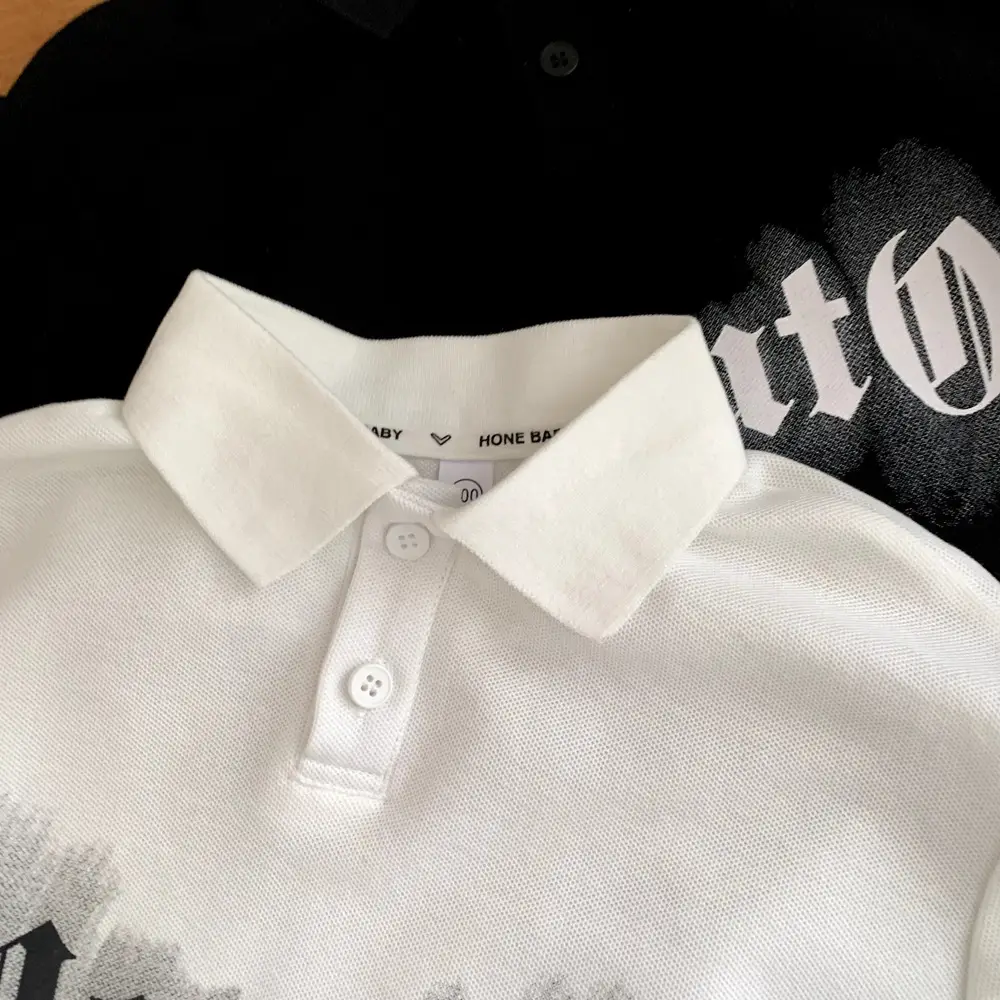 White Cartoon Letter Polo Shirt for Boys Cotton Short Sleeve - Image 6