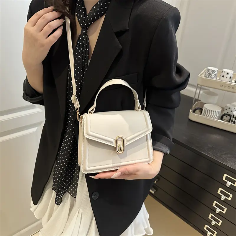 2025 Black Genuine Leather Crossbody Bag with Gold Clasp - Image 9