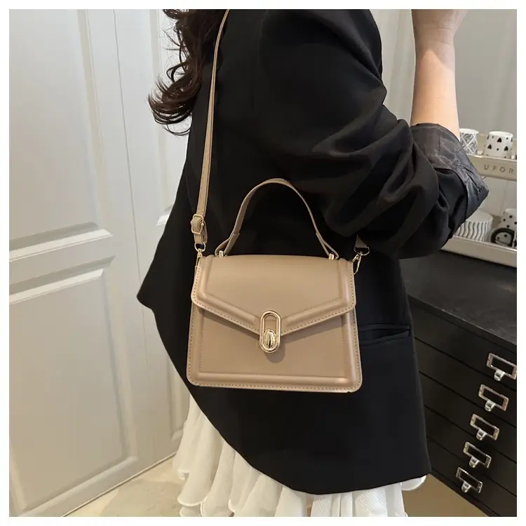 2025 Black Genuine Leather Crossbody Bag with Gold Clasp — feature 9