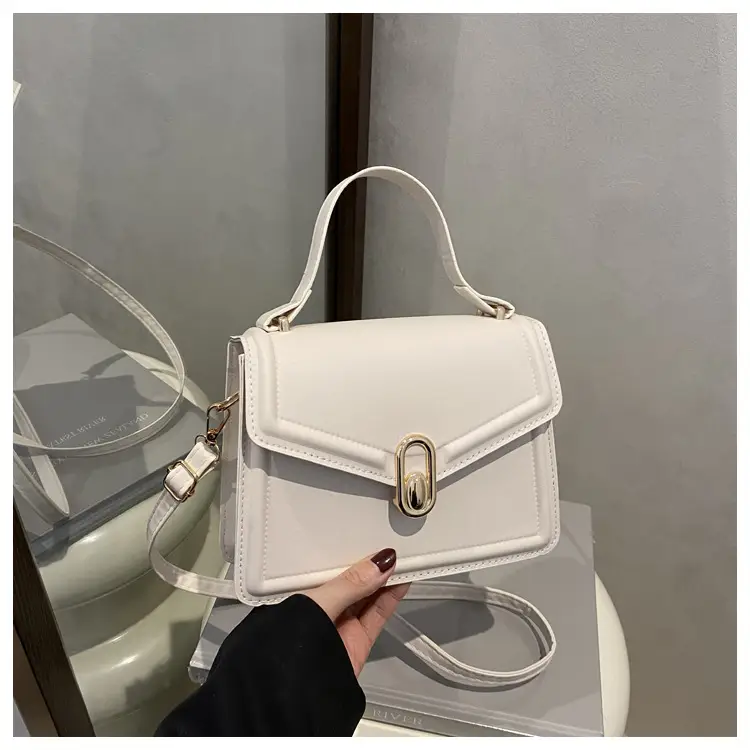 2025 Black Genuine Leather Crossbody Bag with Gold Clasp - Image 2