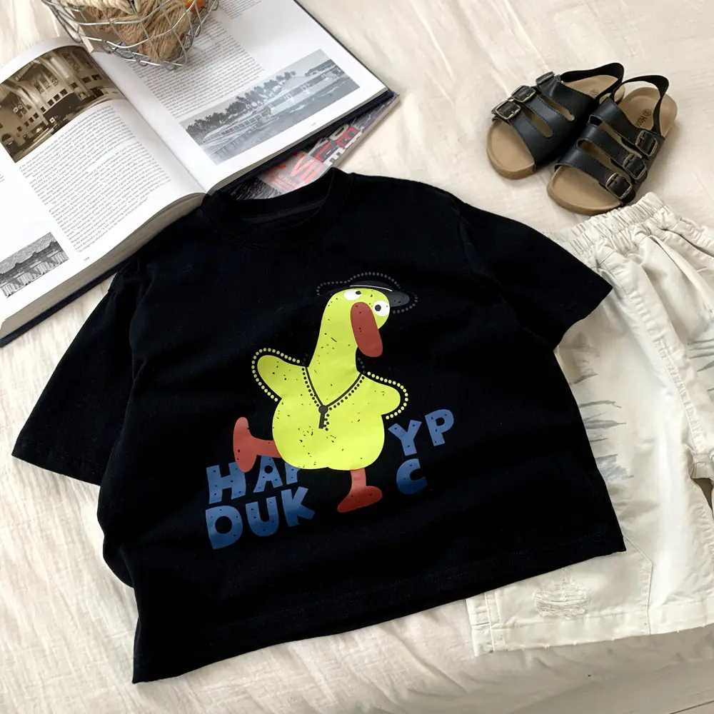 Boys Black Duck Embroidered T-Shirt 2025 - Image 2
