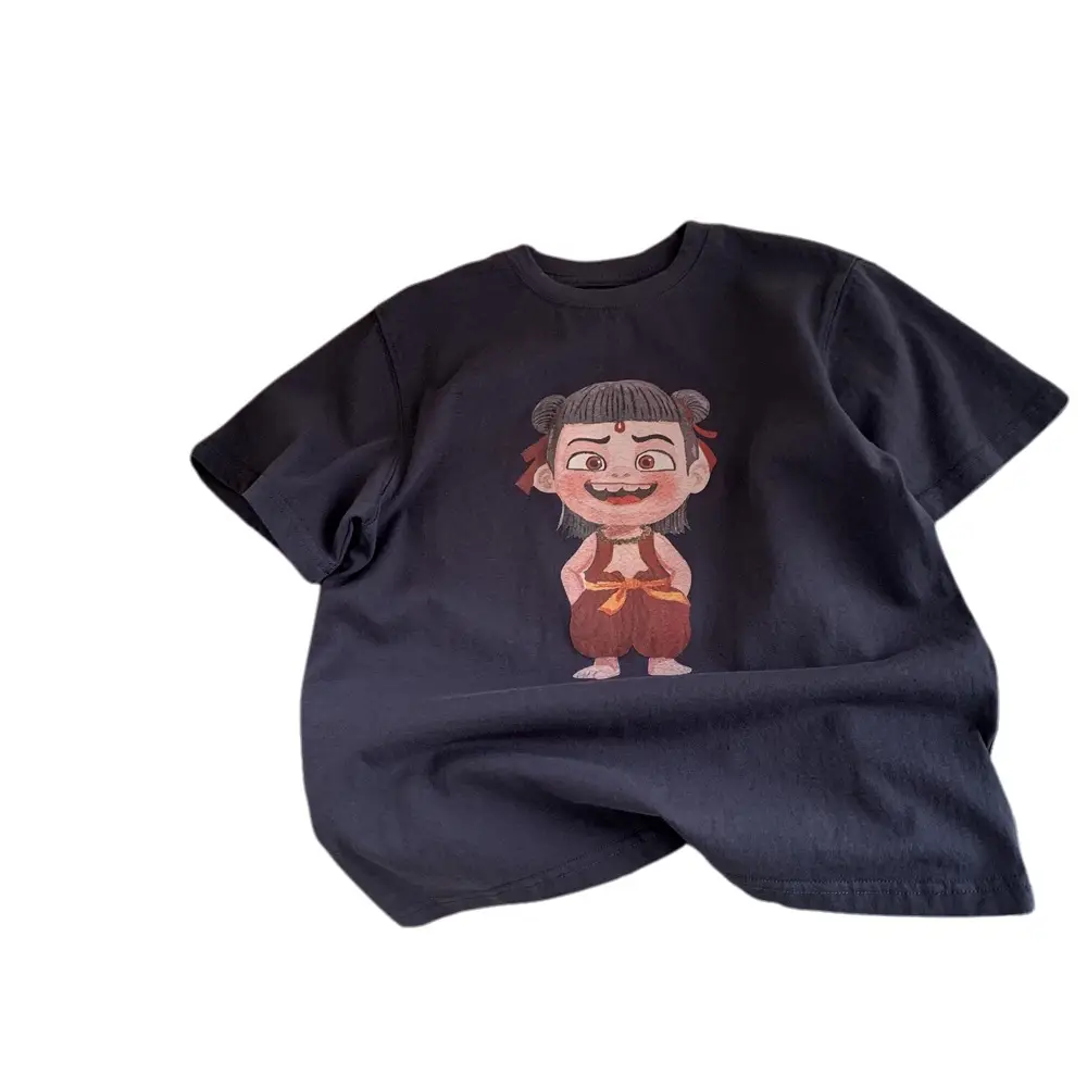 Kids Navy Blue Cartoon T-Shirt 2025 Summer - Image 6