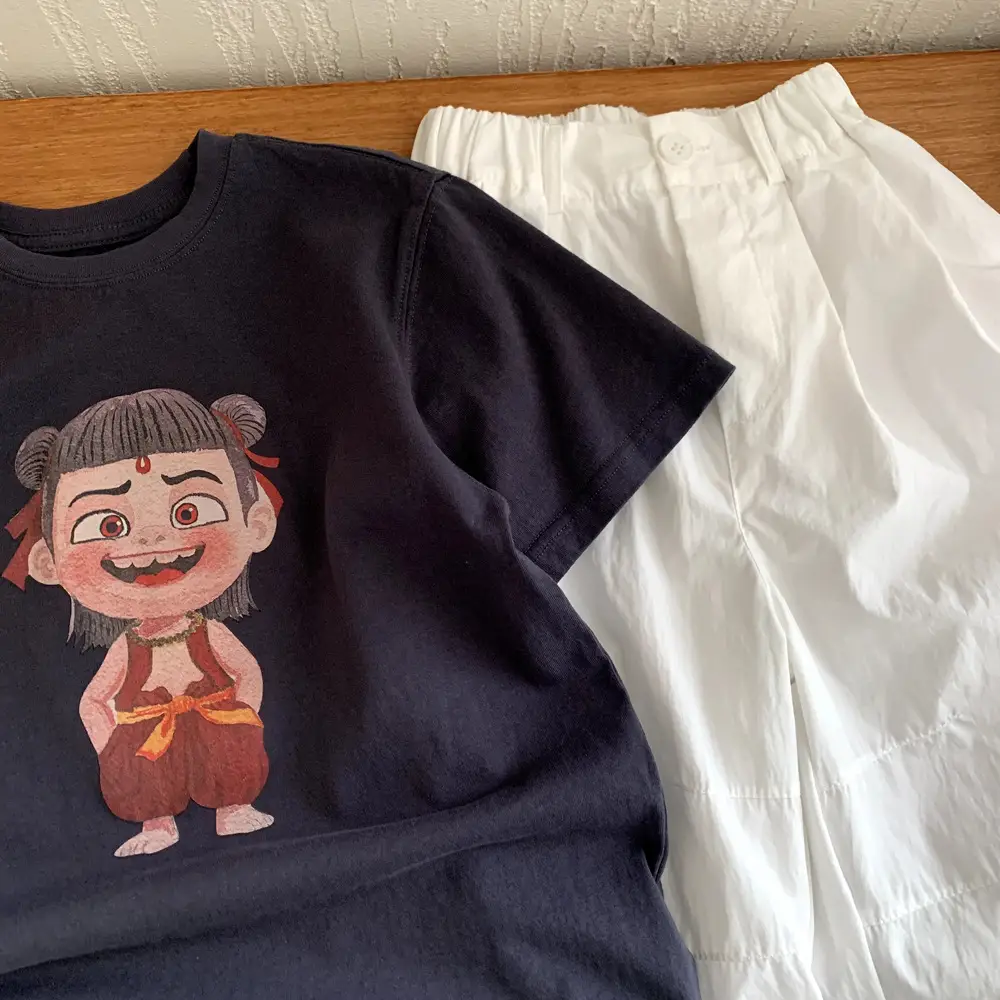 Kids Navy Blue Cartoon T-Shirt 2025 Summer — feature 1