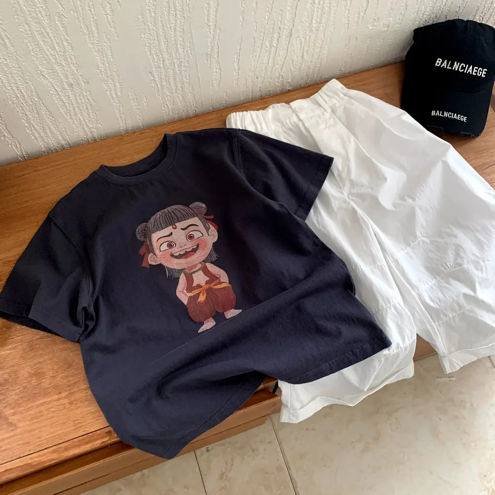 Kids Navy Blue Cartoon T-Shirt 2025 Summer — feature 6