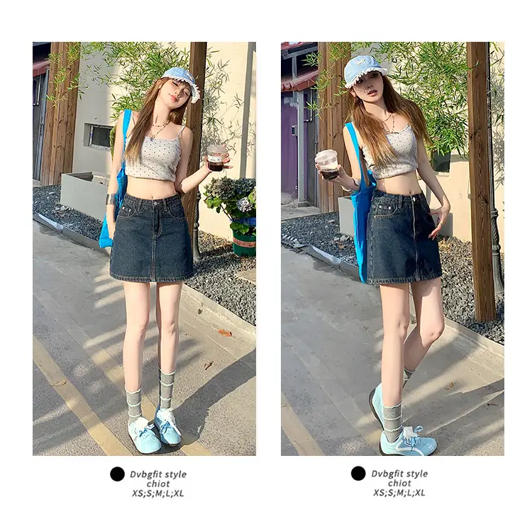 Petite Dark Blue Low Waist Denim Shorts Set — feature 11