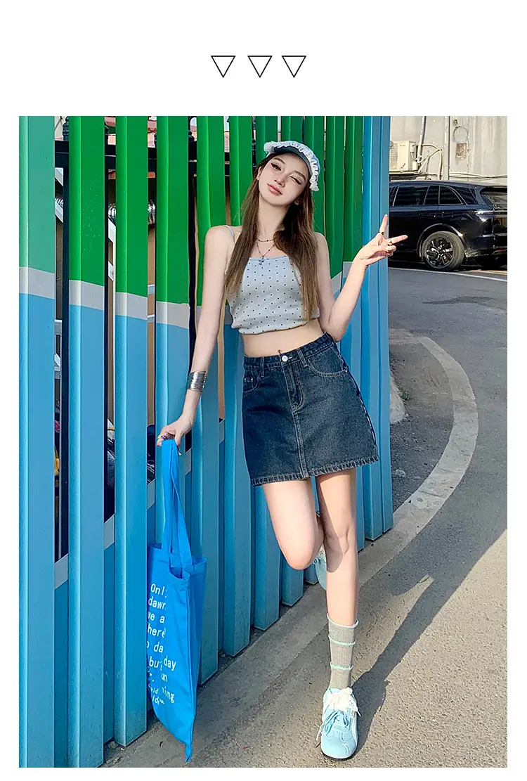 Petite Dark Blue Low Waist Denim Shorts Set — feature 2