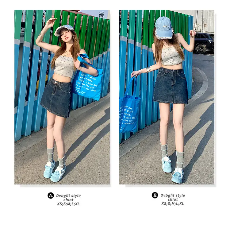 Petite Dark Blue Low Waist Denim Shorts Set — feature 3