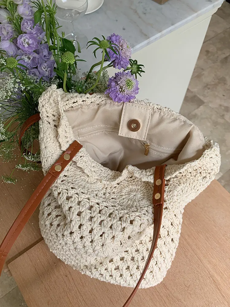 Large Capacity Cotton Woven Beach Bag for Women - Image 4