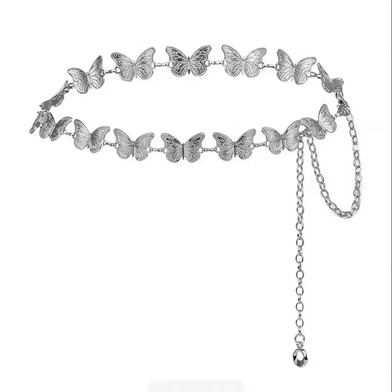 Women's Black Butterfly Belt with Chain & Necklace — feature 7