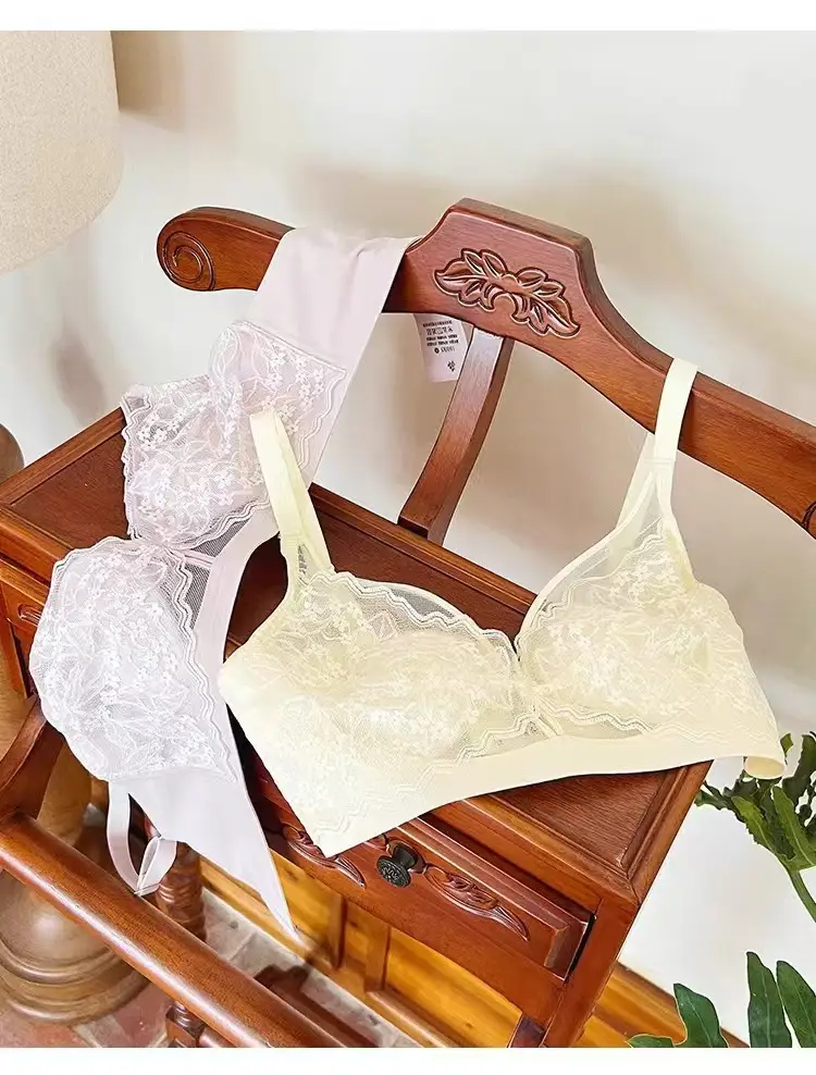 French Lace Large Bust Minimizing Bra for Women, Summer Thin Style, Slimming, Wireless, Side Breast Collection, Rabbit Ear Cup Bra — feature 17