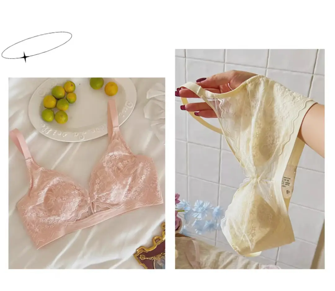 French Lace Large Bust Minimizing Bra for Women, Summer Thin Style, Slimming, Wireless, Side Breast Collection, Rabbit Ear Cup Bra — feature 18