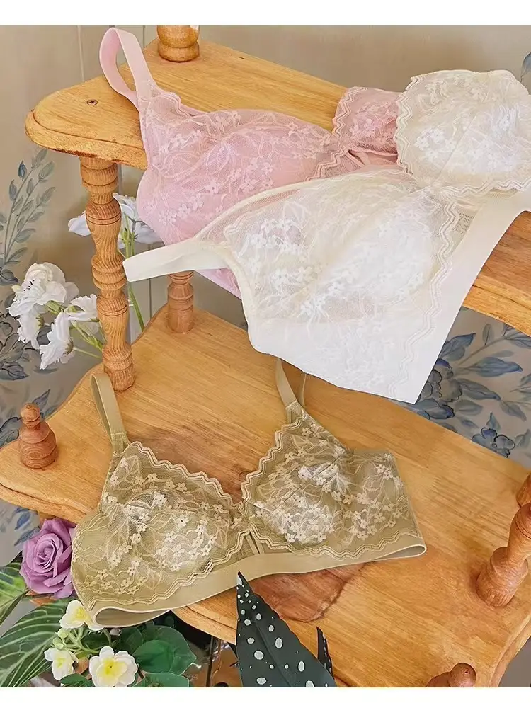 French Lace Large Bust Minimizing Bra for Women, Summer Thin Style, Slimming, Wireless, Side Breast Collection, Rabbit Ear Cup Bra — feature 19