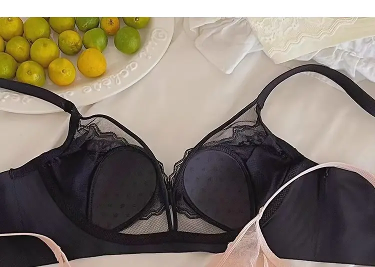 French Lace Large Bust Minimizing Bra for Women, Summer Thin Style, Slimming, Wireless, Side Breast Collection, Rabbit Ear Cup Bra — feature 4