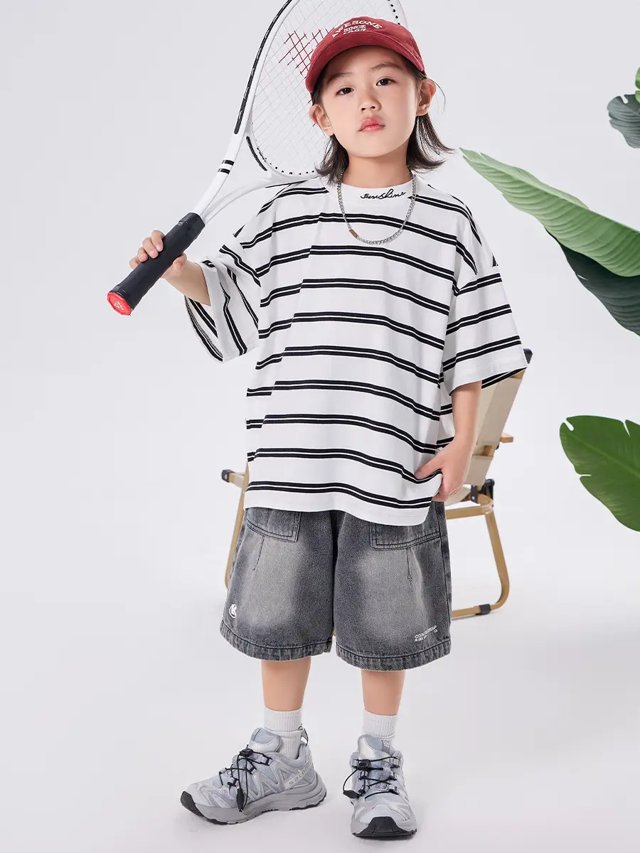Boys Striped T-Shirt 2025 Summer Loose Casual - Image 3