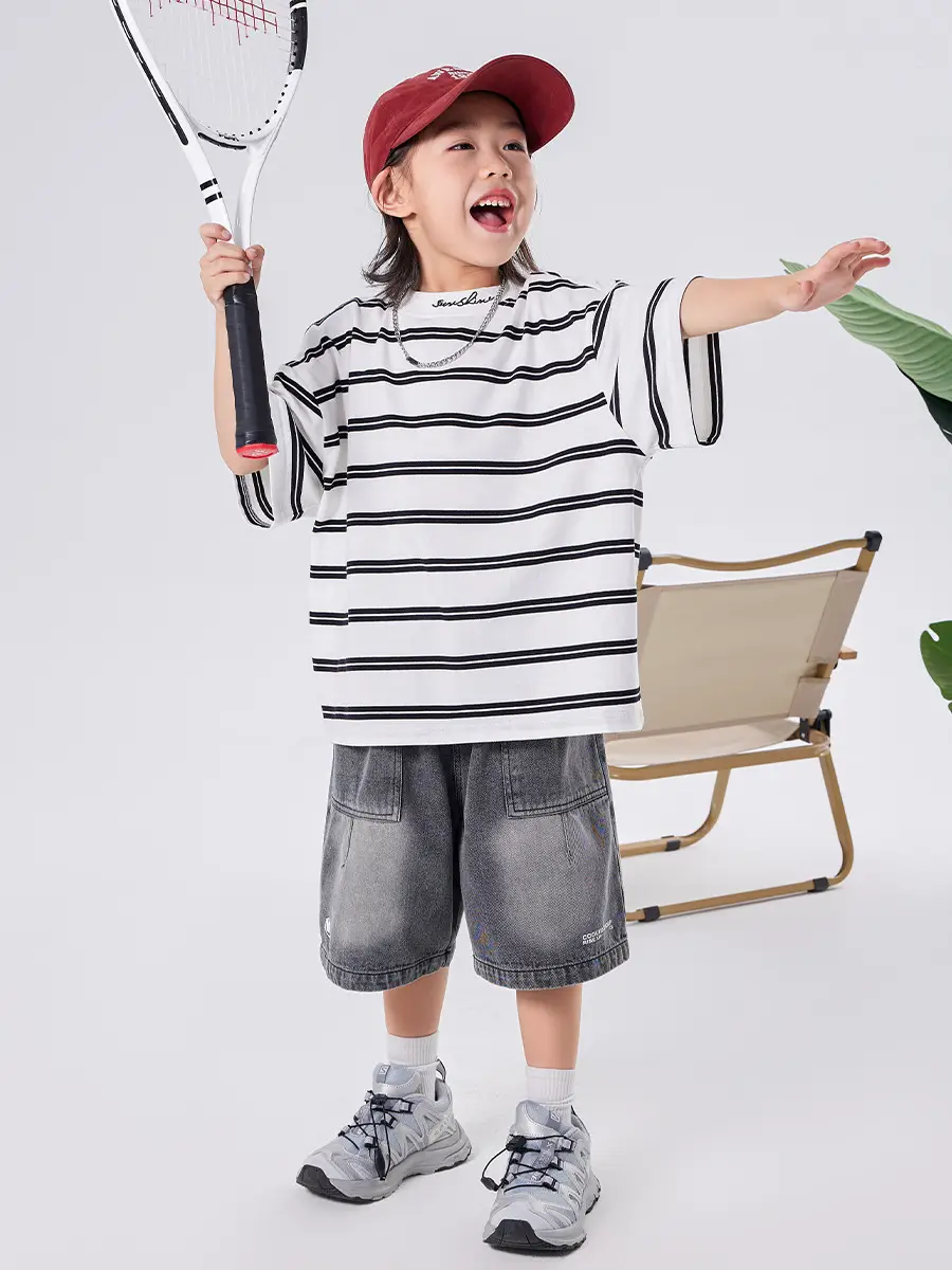 Boys Striped T-Shirt 2025 Summer Loose Casual - Image 4