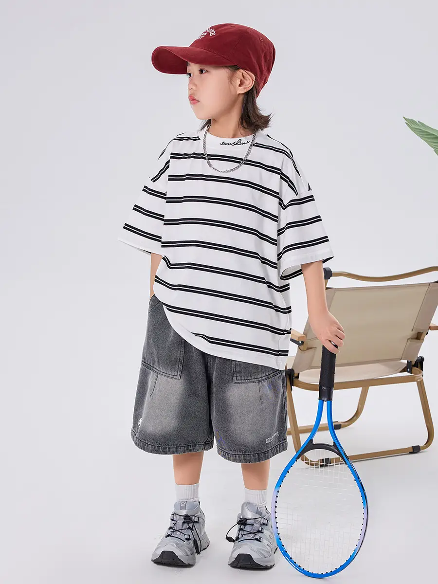 Boys Striped T-Shirt 2025 Summer Loose Casual - Image 5