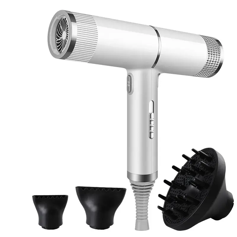 Silver High-Speed Hair Dryer with Negative Ion & Wind Filter