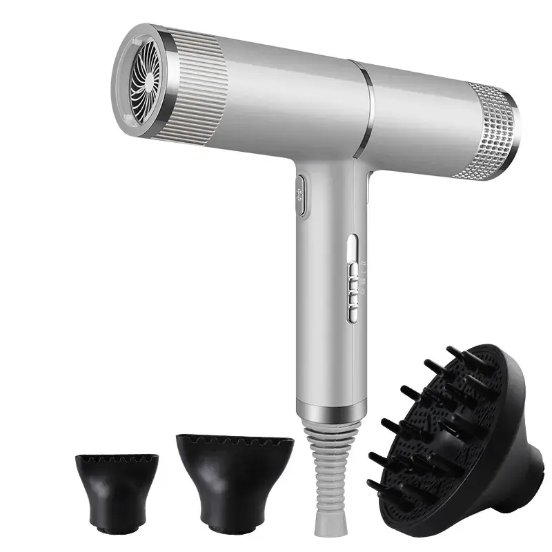 Silver High-Speed Hair Dryer with Negative Ion & Wind Filter