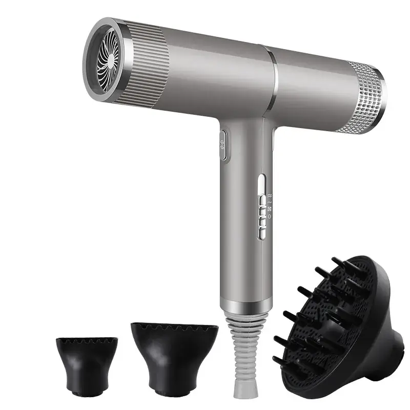 Silver High-Speed Hair Dryer with Negative Ion & Wind Filter
