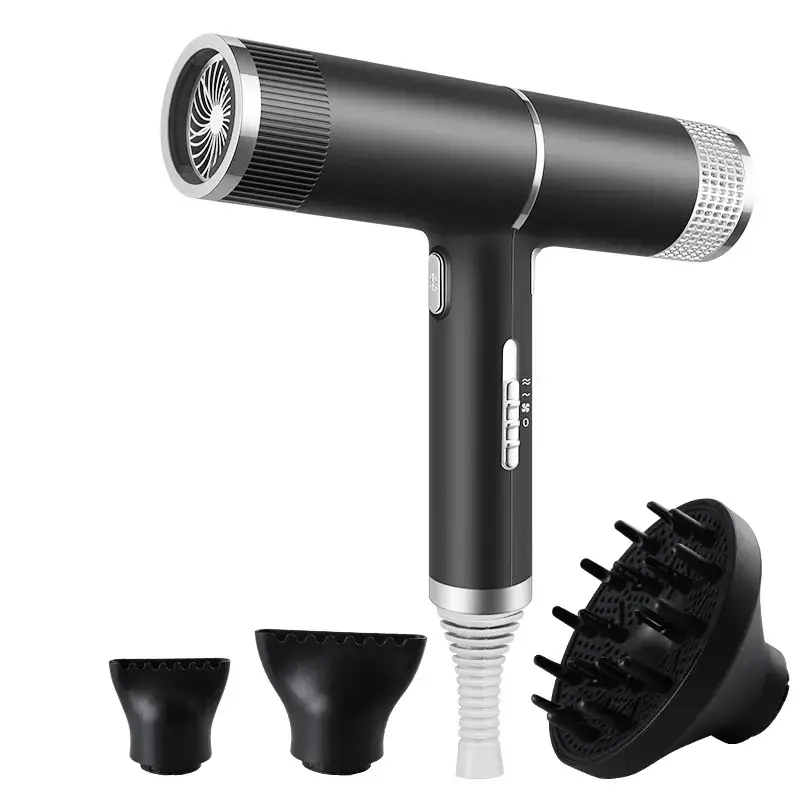Silver High-Speed Hair Dryer with Negative Ion & Wind Filter