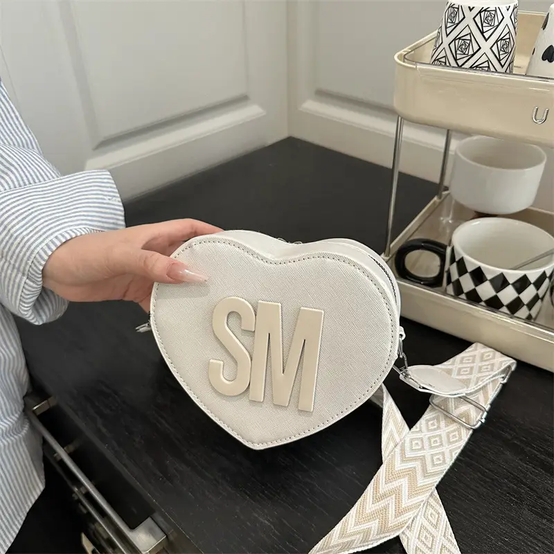 Heart Shaped Insured Bag with Textured Letters - Image 5