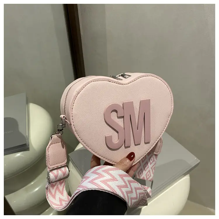 Heart Shaped Insured Bag with Textured Letters - Image 4