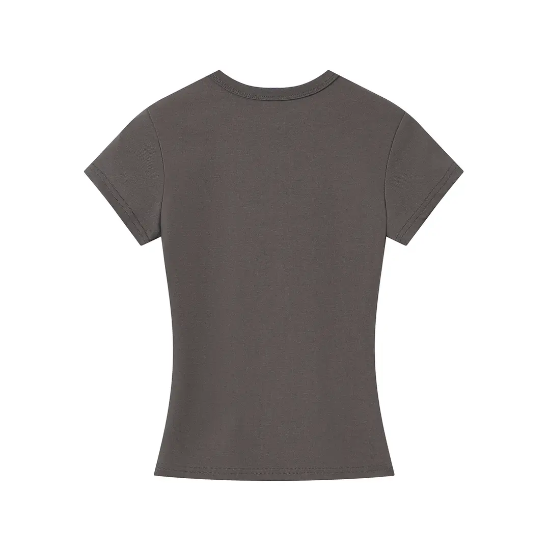Spot American Style Right Shoulder Sports Short-Sleeved Slim Bottoming Top Round Neck Summer Elastic Skin-Fribottomly Cotton T-Shirt — feature 24