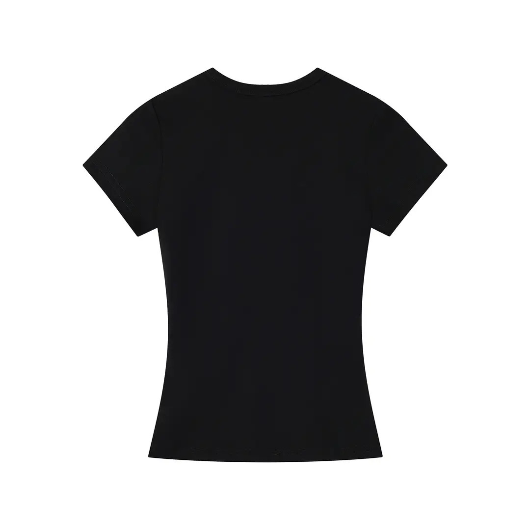 Spot American Style Right Shoulder Sports Short-Sleeved Slim Bottoming Top Round Neck Summer Elastic Skin-Fribottomly Cotton T-Shirt — feature 30