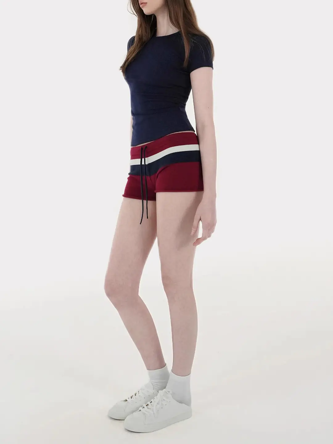 Spot American Style Right Shoulder Sports Short-Sleeved Slim Bottoming Top Round Neck Summer Elastic Skin-Fribottomly Cotton T-Shirt — feature 46