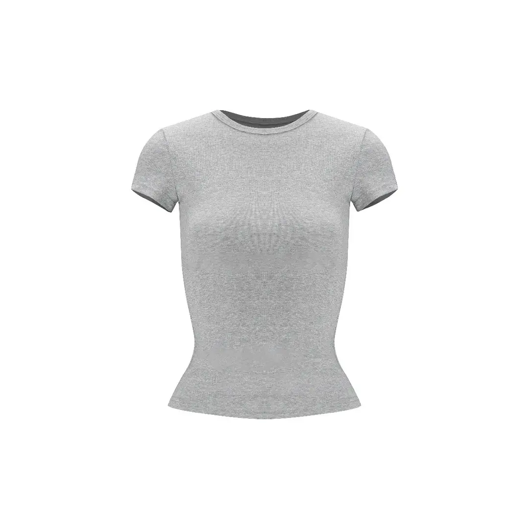 Spot American Style Right Shoulder Sports Short-Sleeved Slim Bottoming Top Round Neck Summer Elastic Skin-Fribottomly Cotton T-Shirt